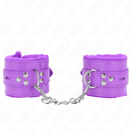 Kink - Fur Lined Wrist Restraints With Square Holes Purple And Purple Belt Adjustable 17-29 Cm X 6 Cm