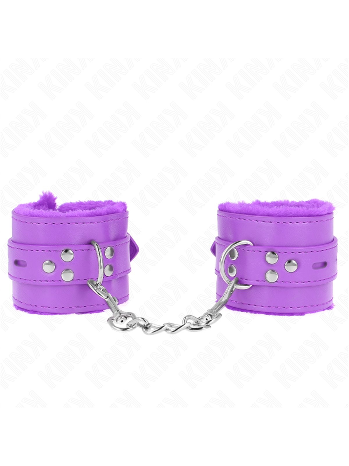Kink - Fur Lined Wrist Restraints With Square Holes Purple And Purple Belt Adjustable 17-29 Cm X 6 Cm