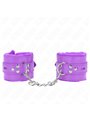 Kink - Polsini Ecopelle Viola con Pelliccia Interna 17-29x6 Cm Fori Quadri