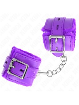 Kink - Fur Lined Wrist Restraints With Square Holes Purple And Purple Belt Adjustable 17-29 Cm X 6 Cm