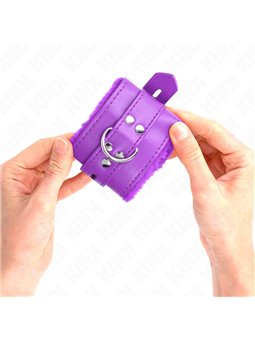 Kink - Fur Lined Wrist Restraints With Square Holes Purple And Purple Belt Adjustable 17-29 Cm X 6 Cm