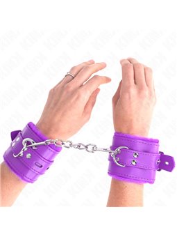 Kink - Fur Lined Wrist Restraints With Square Holes Purple And Purple Belt Adjustable 17-29 Cm X 6 Cm