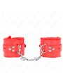 Kink - Polsini Ecopelle Rossa con Pelliccia Interna 17-29x6 Cm Fori Quadri
