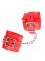 Kink - Polsini Ecopelle Rossa con Pelliccia Interna 17-29x6 Cm Fori Quadri