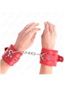 Kink - Fur Lined Wrist Restraints With Square Holes Red And Red Belt Adjustable 17-29 Cm X 6 Cm