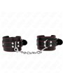 Kink - Polsini in Pelle Vegana Nera con Cuciture Rosse 20-28x5,5 Cm