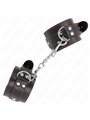 Kink - Polsini in Pelle Vegana Nera con Cuciture Rosse 20-28x5,5 Cm