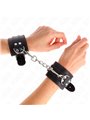 Kink - Polsini in Pelle Vegana Nera con Cuciture Rosse 20-28x5,5 Cm