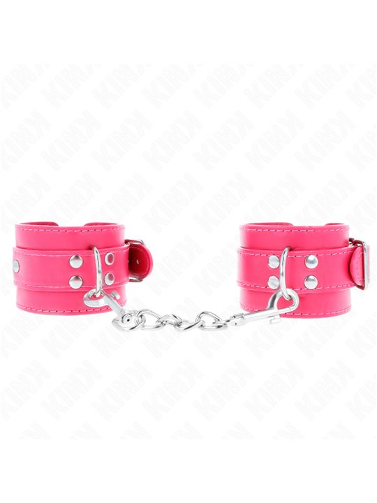 Kink - Polsini in Pelle Vegana Rosa e Rivetti 20-28x5,5 Cm