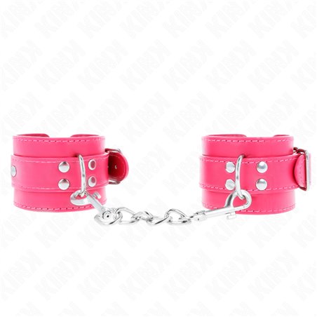 Kink - Polsini in Pelle Vegana Rosa e Rivetti 20-28x5,5 Cm