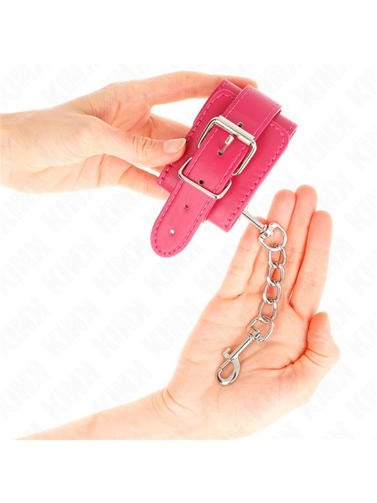 Kink - Polsini in Pelle Vegana Rosa e Rivetti 20-28x5,5 Cm