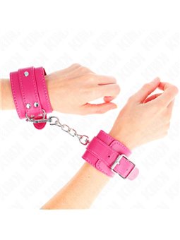 Kink - Polsini in Pelle Vegana Rosa e Rivetti 20-28x5,5 Cm
