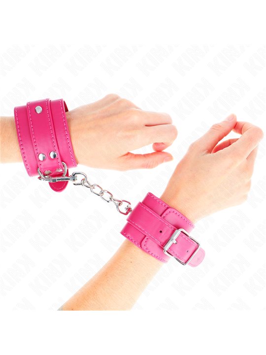 Kink - Polsini in Pelle Vegana Rosa e Rivetti 20-28x5,5 Cm