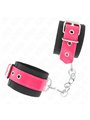Kink - Nylon Wrist Restraints Black With Leatherette Belt Raspberry Rose Adjustable 19-29 Cm X 5.1 Cm