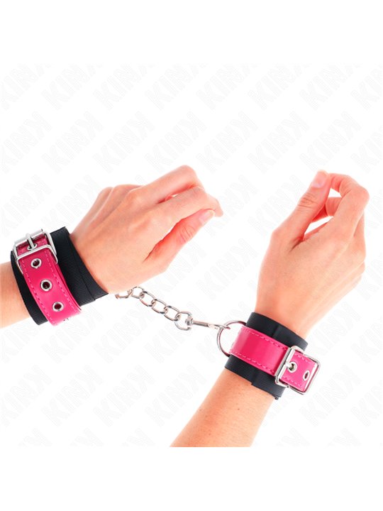 Kink - Polsini In Nylon Nero Con Cintura in Ecopelle Rosa 19-29x5,1 Cm
