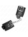 Kink - Nylon Wrist Restraints Black With Leather Belt Black Adjustable 19-29 Cm X 5.1 Cm