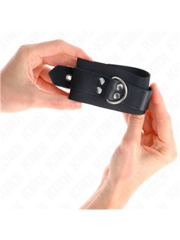 Kink - Nylon Wrist Restraints Black With Leather Belt Black Adjustable 19-29 Cm X 5.1 Cm