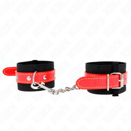 Kink - Polsini In Nylon Nero Con Cintura in Ecopelle Rossa 19-29x5,1 Cm