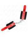 Kink - Nylon Wrist Restraints Black With Leatherette Red Adjustable 19-24 Cm X 5.5 Cm