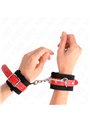 Kink - Nylon Wrist Restraints Black With Leatherette Red Adjustable 19-24 Cm X 5.5 Cm