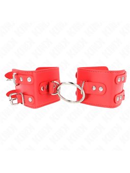 Kink - Fixed Wrist Restraints With Ring And Studs Adjustable Red 17-22 Cm X 6.5 Cm