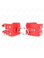 Kink - Polsini in Pelle Vegana Rossa con Anello e Borchie 17-22x6,5 Cm
