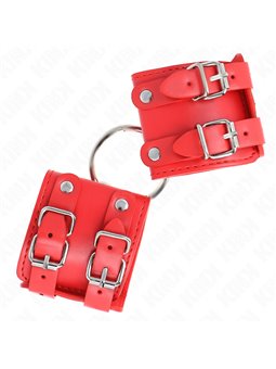 Kink - Fixed Wrist Restraints With Ring And Studs Adjustable Red 17-22 Cm X 6.5 Cm