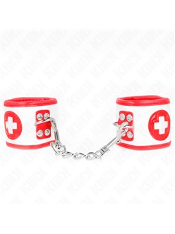 Kink - Polsini da Infermiera in Pelle Vegana Regolabile 18-23x5 Cm