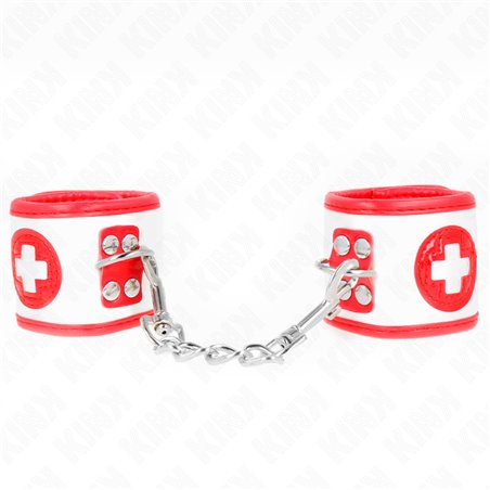 Kink - Polsini da Infermiera in Pelle Vegana Regolabile 18-23x5 Cm