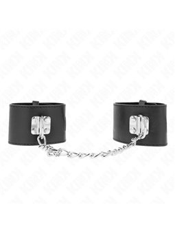 Kink - Polsini In Ecopelle Nera con Catena e Lucchetto 16-23x5,5 Cm