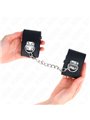 Kink - Polsini In Ecopelle Nera con Catena e Lucchetto 16-23x5,5 Cm