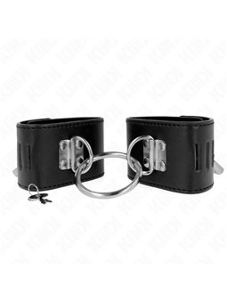Kink - Polsini In Ecopelle Nera con Anello e Lucchetto 16-23x5,5 Cm