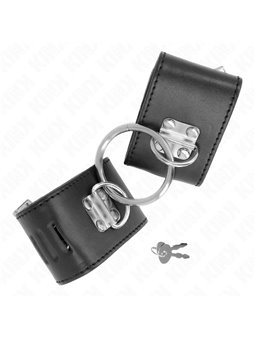 Kink - Fixed Wrist Restraints With Ring And Padlock Closure Black Adjustable 16-23 Cm X 5.5 Cm