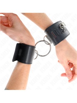 Kink - Fixed Wrist Restraints With Ring And Padlock Closure Black Adjustable 16-23 Cm X 5.5 Cm
