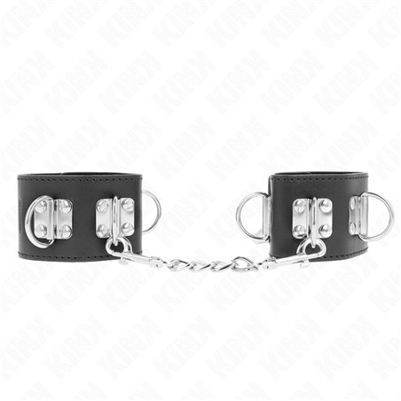 Kink - Multiposition Wrist Restraints With Padlock Closure Black Adjustable 16-23 Cm X 5.5 Cm