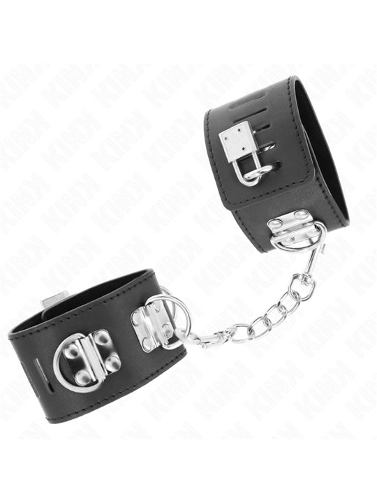 Kink - Multiposition Wrist Restraints With Padlock Closure Black Adjustable 16-23 Cm X 5.5 Cm