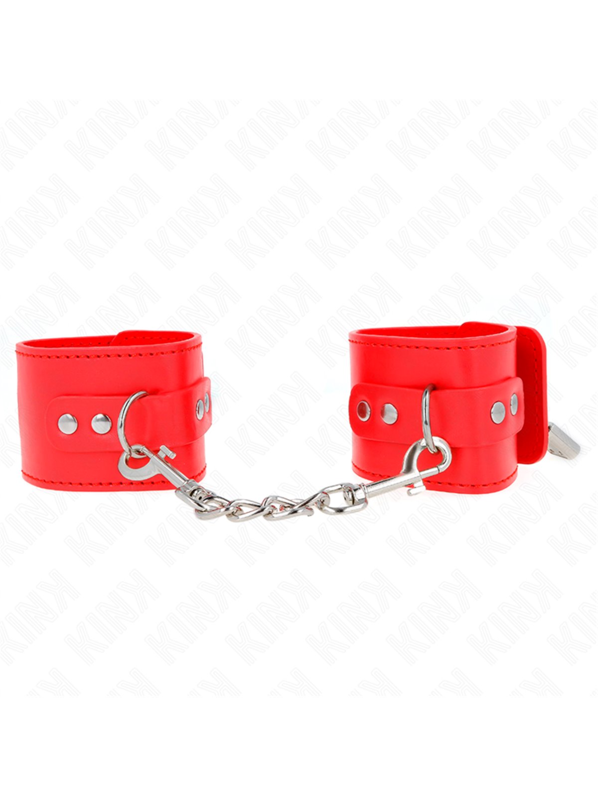 Kink - Polsini In Ecopelle Rossa con Catena e Lucchetto 16-23x5,5 Cm