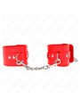 Kink - Polsini In Ecopelle Rossa con Catena e Lucchetto 16-23x5,5 Cm