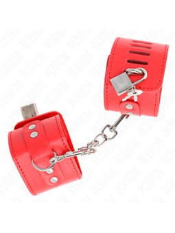 Kink - Wrist Restraints With Padlock Closure Red Adjustable 16-23 Cm X 5.5 Cm