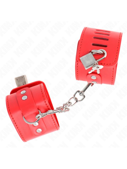 Kink - Wrist Restraints With Padlock Closure Red Adjustable 16-23 Cm X 5.5 Cm
