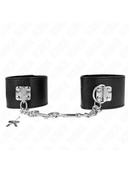 Kink - Polsini In Ecopelle Nera con Moschettoni e Lucchetto 16-23x5,5 Cm