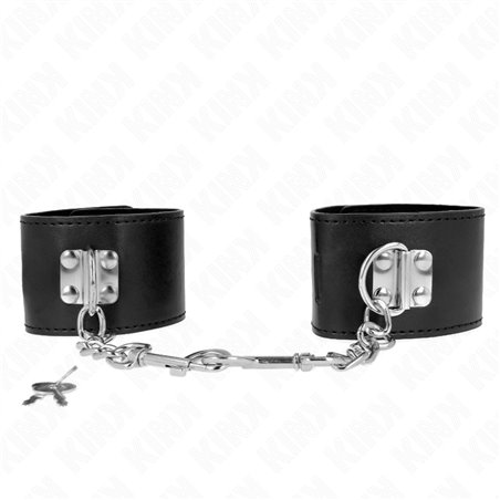 Kink - Polsini In Ecopelle Nera con Moschettoni e Lucchetto 16-23x5,5 Cm