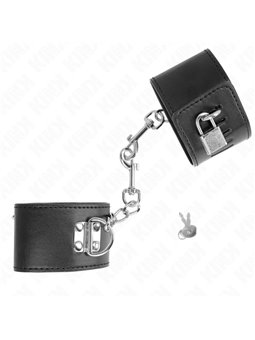 Kink - Polsini In Ecopelle Nera con Moschettoni e Lucchetto 16-23x5,5 Cm