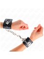 Kink - Polsini In Ecopelle Nera con Moschettoni e Lucchetto 16-23x5,5 Cm