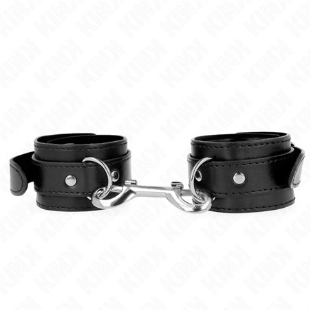 Kink - Polsini In Pelle Vegana Nera con Moschettone Doppio 17-28x5 Cm