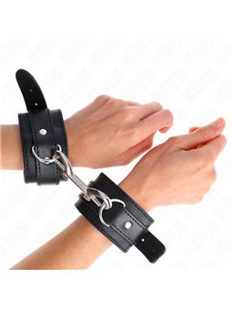 Kink - Polsini In Pelle Vegana Nera con Moschettone Doppio 17-28x5 Cm