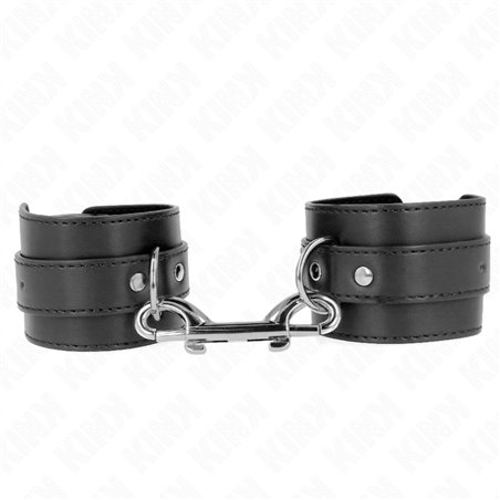 Kink - Polsini In Pelle Vegana Nera con Fibbia e Moschettone 17-28x5 Cm