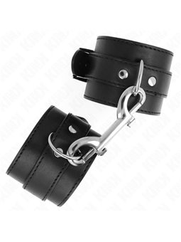 Kink - Polsini In Pelle Vegana Nera con Fibbia e Moschettone 17-28x5 Cm