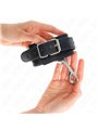 Kink - Polsini In Pelle Vegana Nera con Fibbia e Moschettone 17-28x5 Cm