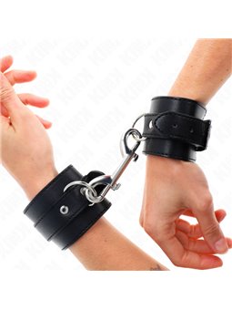 Kink - Wrist Restraints-Single Rivet Row And Big Buckle Black Adjustable 17-28 Cm X 5 Cm